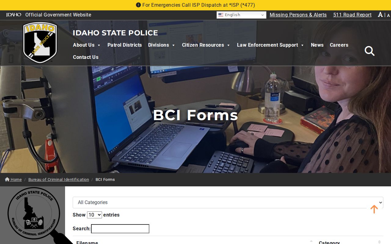 Nez Perce County criminal history BCI forms