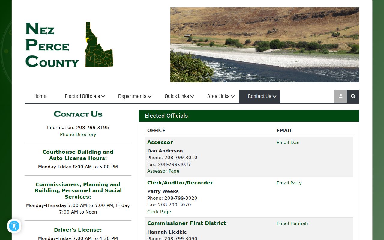 Nez Perce County criminal history justice contacts