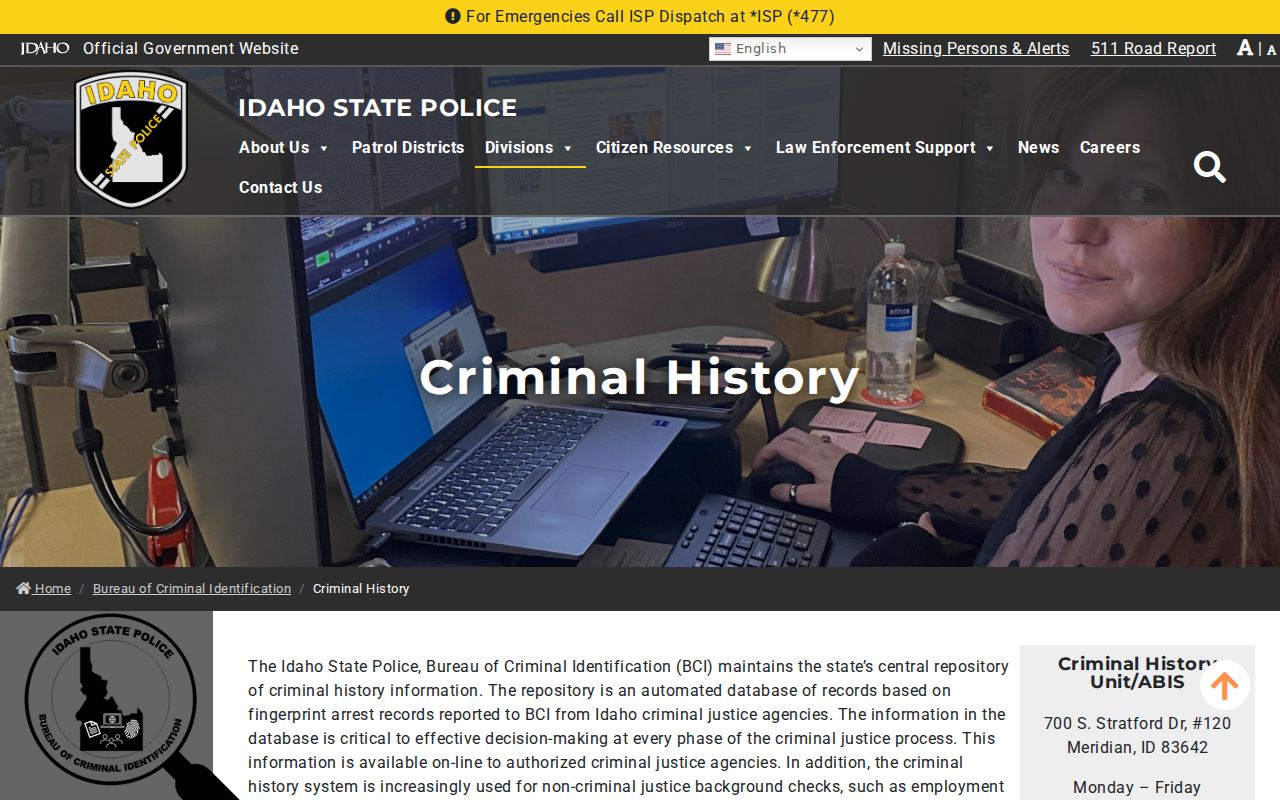 Nez Perce County criminal history BCI instructions
