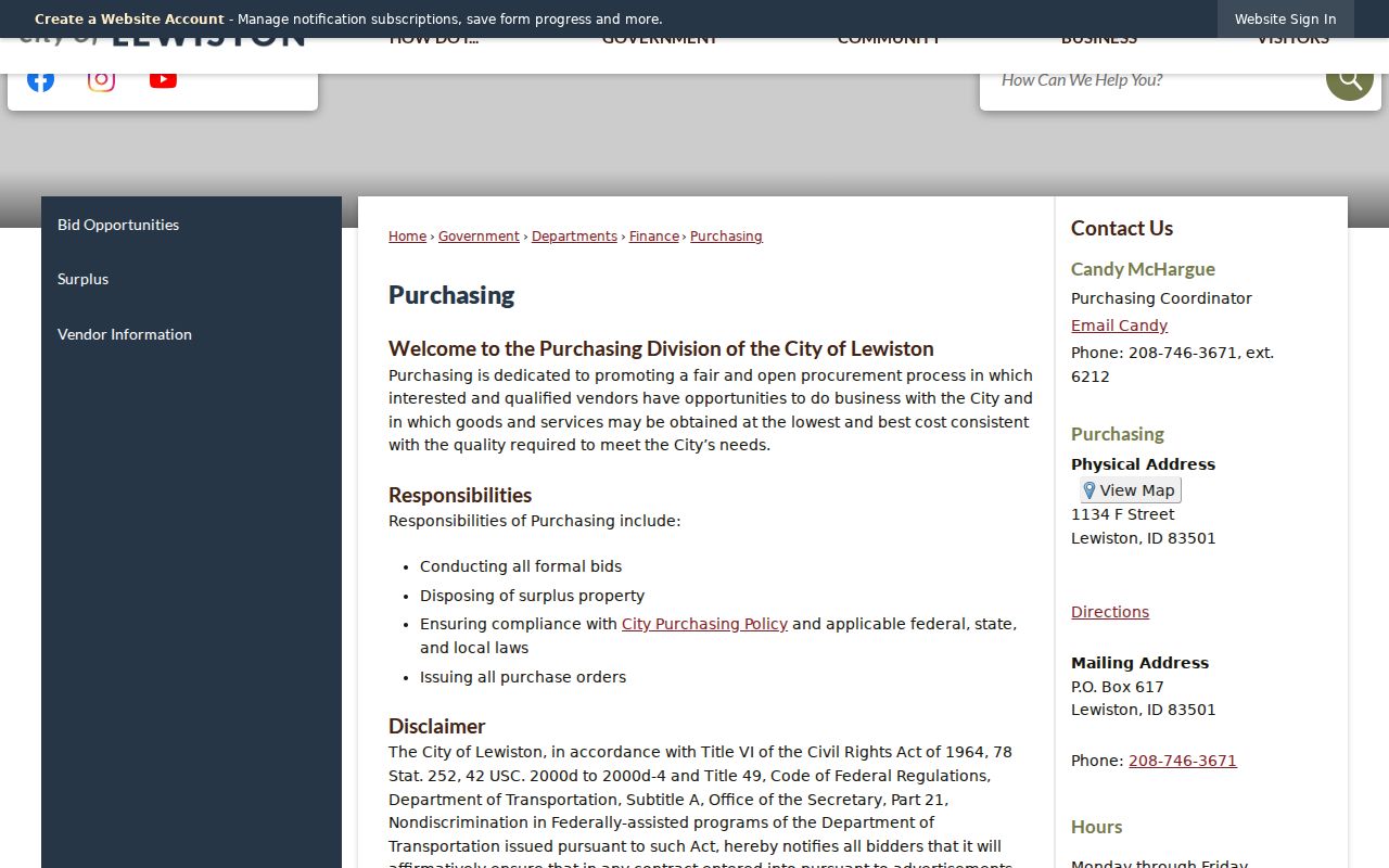 City of Lewiston public records request portal