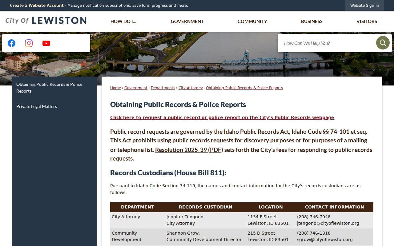 Lewiston Police public report request instructions